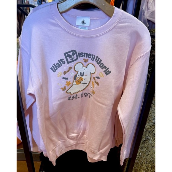 Disney Parks 2025 Halloween Mickey Faboolous SweatShirt Ghost WDW Pink ALL SIZES - Picture 1 of 2
